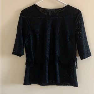 NWOT BCBGMAXAZRIA Black lace tiered top